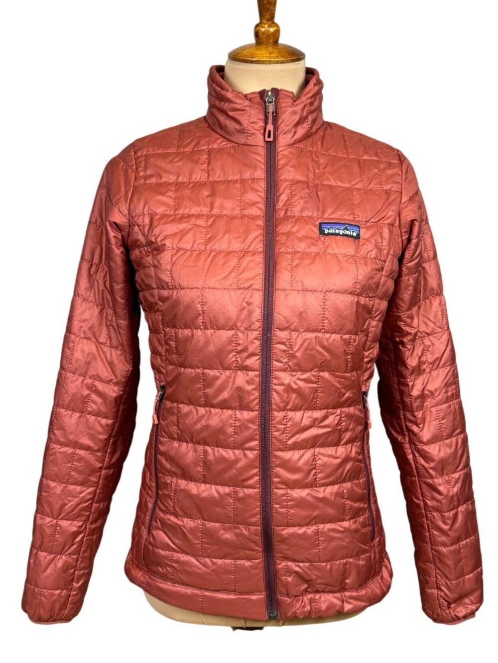 Patagonia Womens Nano Puff Jacket XS Rust Red PrimaLoft Lightweight Insulated Fu